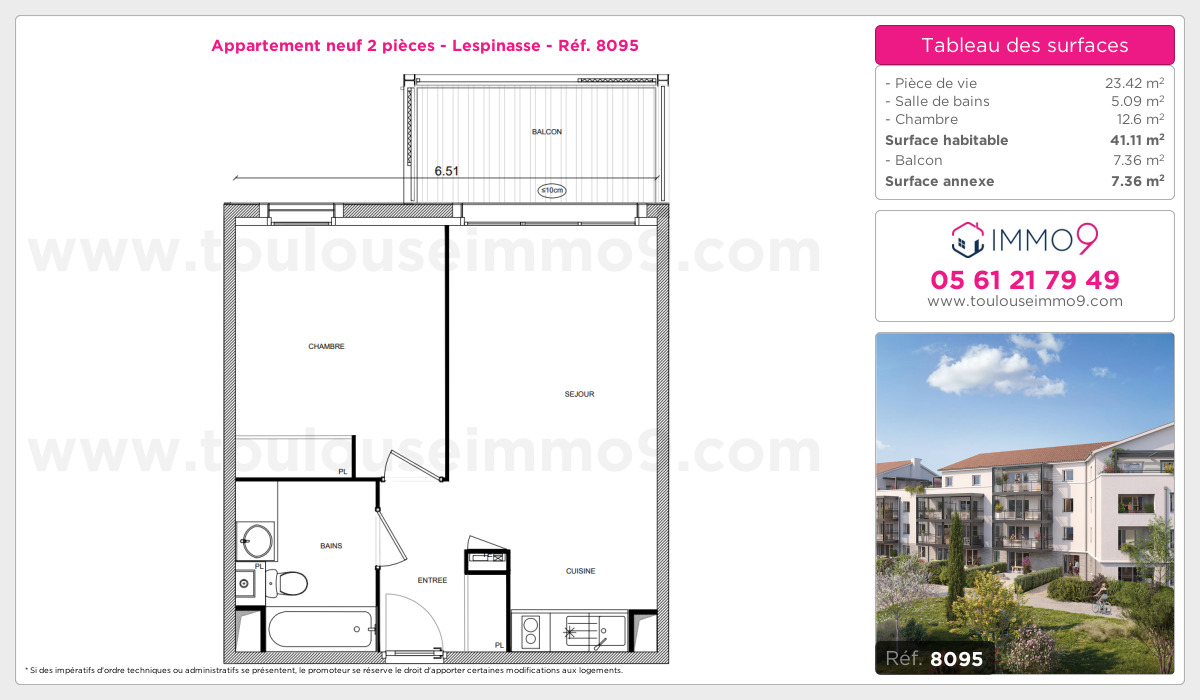Plan et surfaces, Programme neuf Lespinasse Référence n° 8095