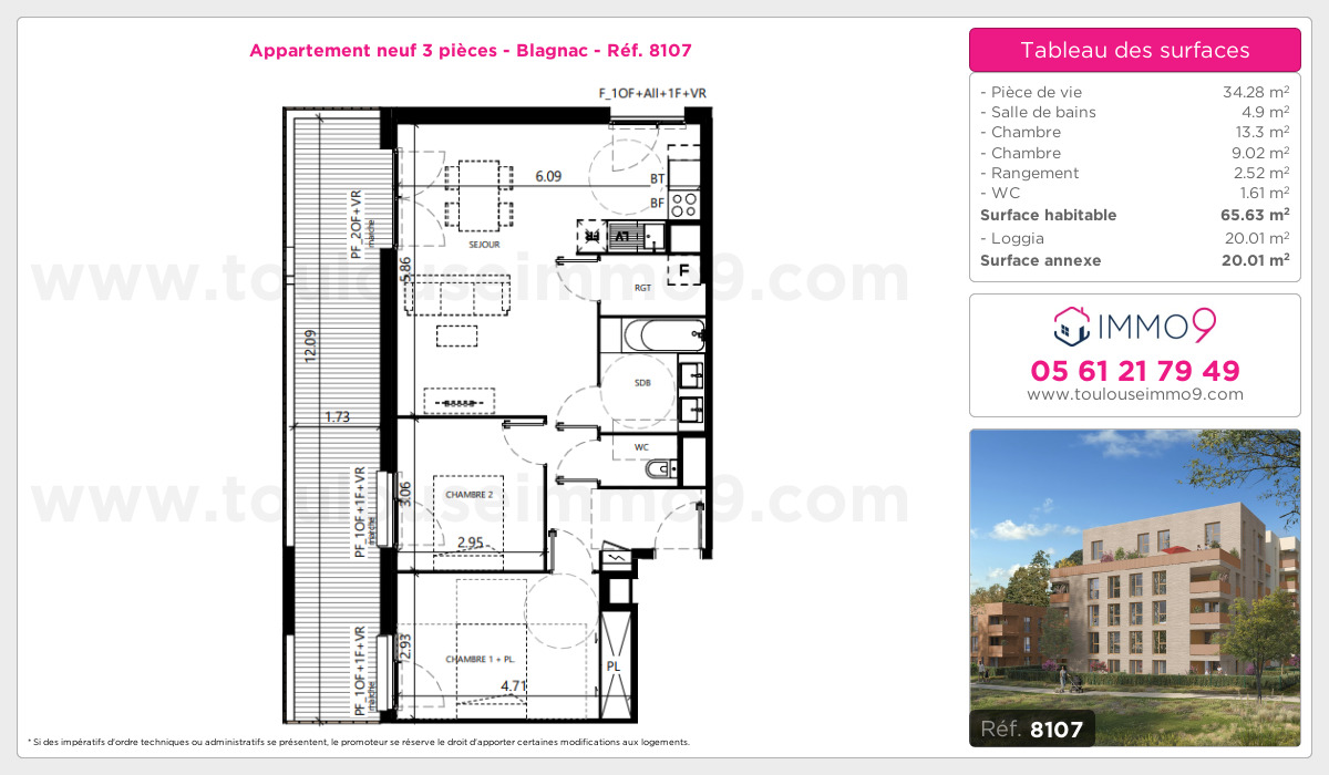 Plan et surfaces, Programme neuf Blagnac Référence n° 8107