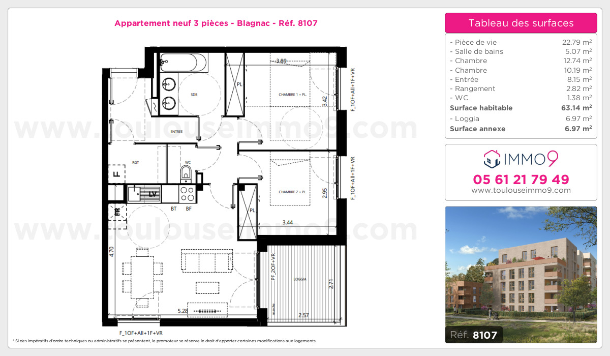 Plan et surfaces, Programme neuf Blagnac Référence n° 8107