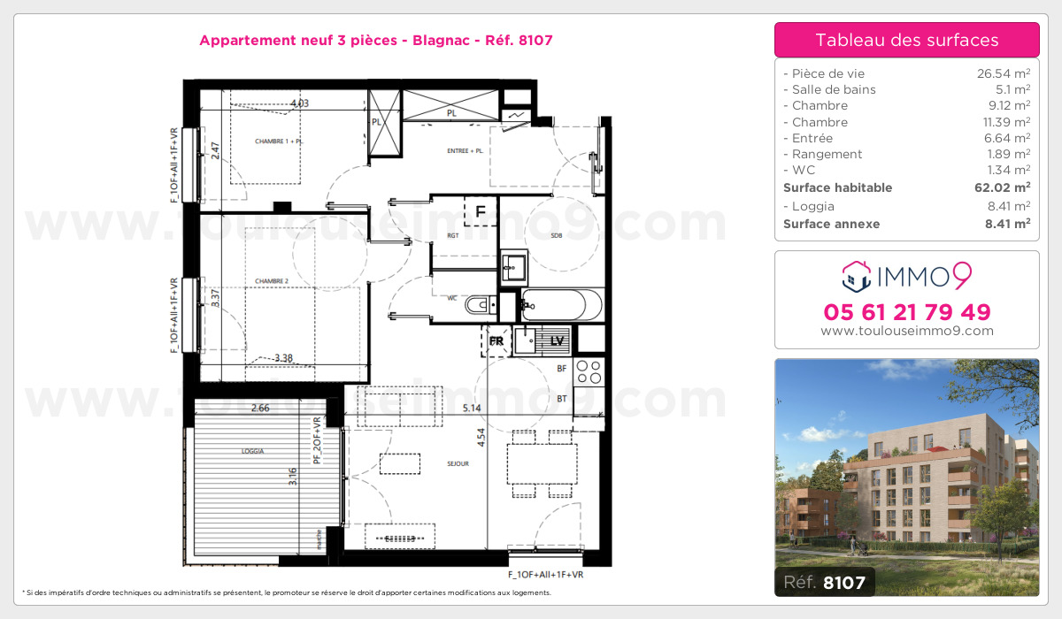 Plan et surfaces, Programme neuf Blagnac Référence n° 8107