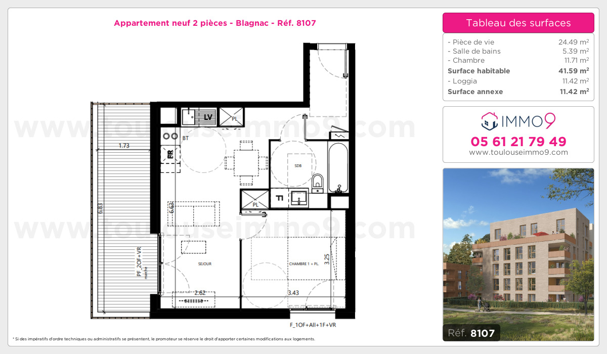 Plan et surfaces, Programme neuf Blagnac Référence n° 8107