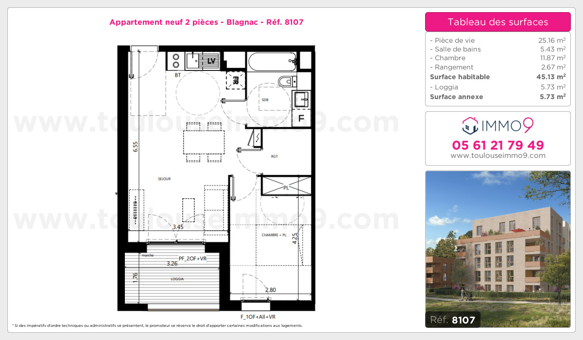 Plan et surfaces, Programme neuf Blagnac Référence n° 8107