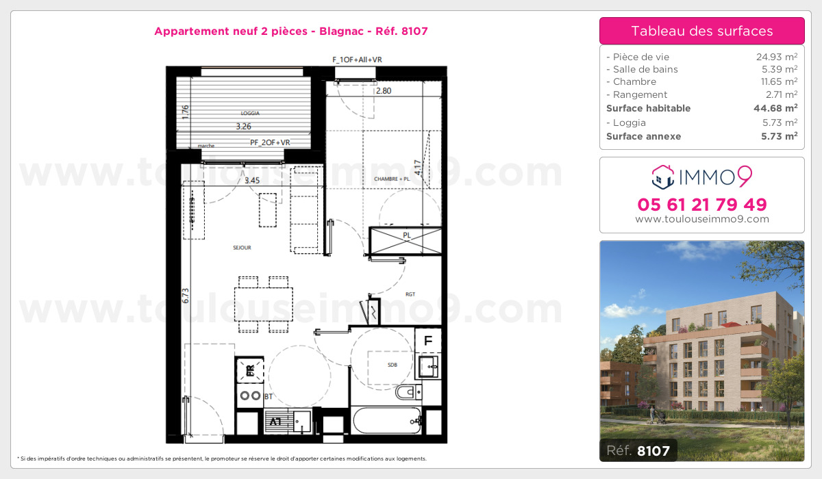 Plan et surfaces, Programme neuf Blagnac Référence n° 8107