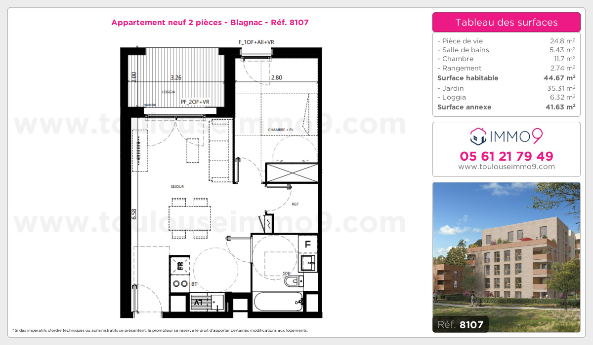 Plan et surfaces, Programme neuf Blagnac Référence n° 8107