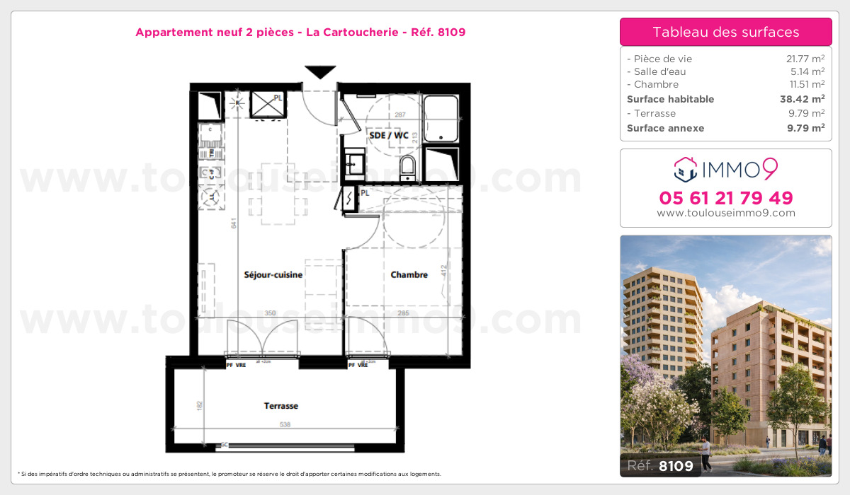 Plan et surfaces, Programme neuf Toulouse : Cartoucherie Référence n° 8109