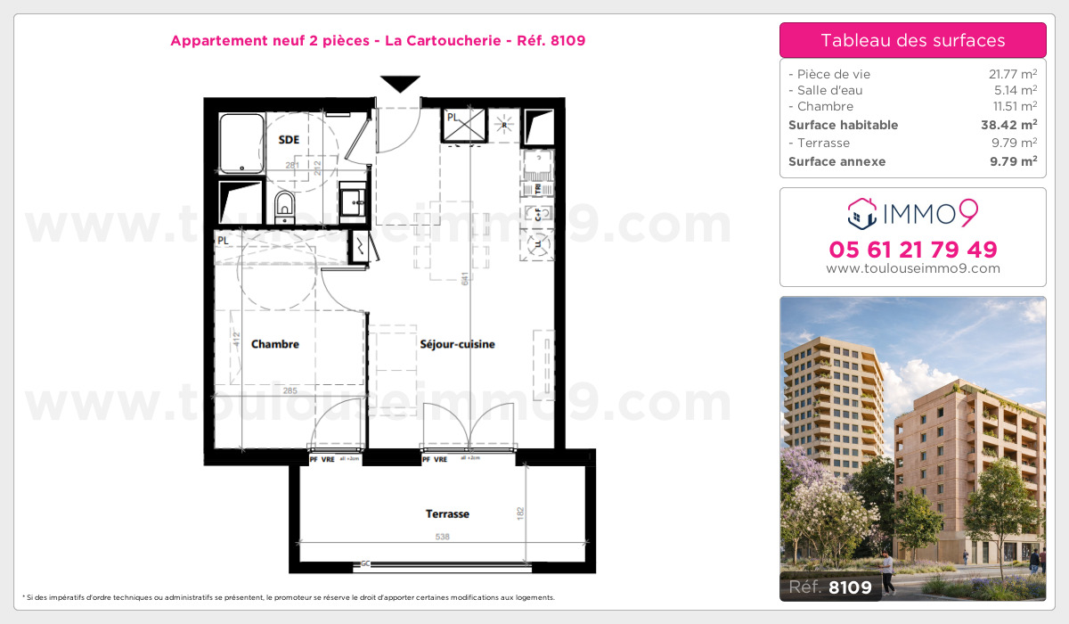 Plan et surfaces, Programme neuf Toulouse : Cartoucherie Référence n° 8109