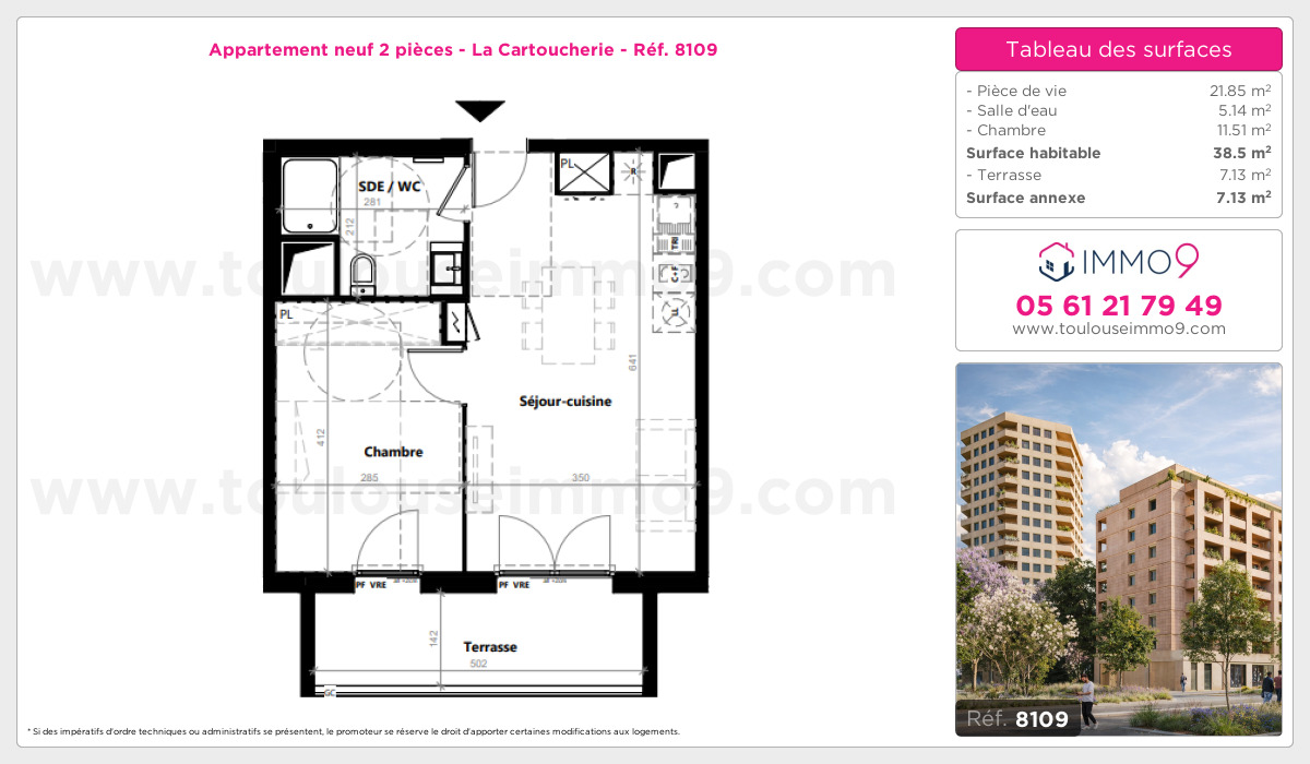 Plan et surfaces, Programme neuf Toulouse : Cartoucherie Référence n° 8109