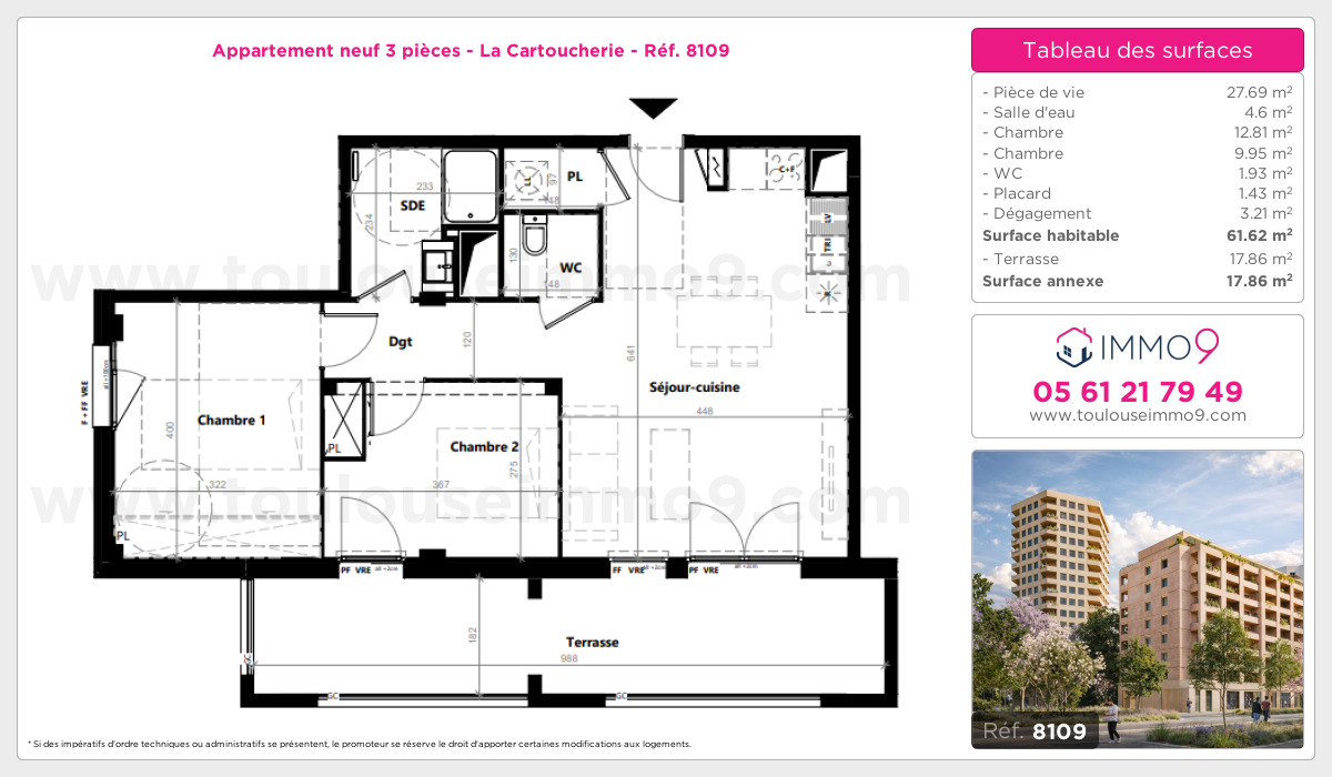 Plan et surfaces, Programme neuf Toulouse : Cartoucherie Référence n° 8109