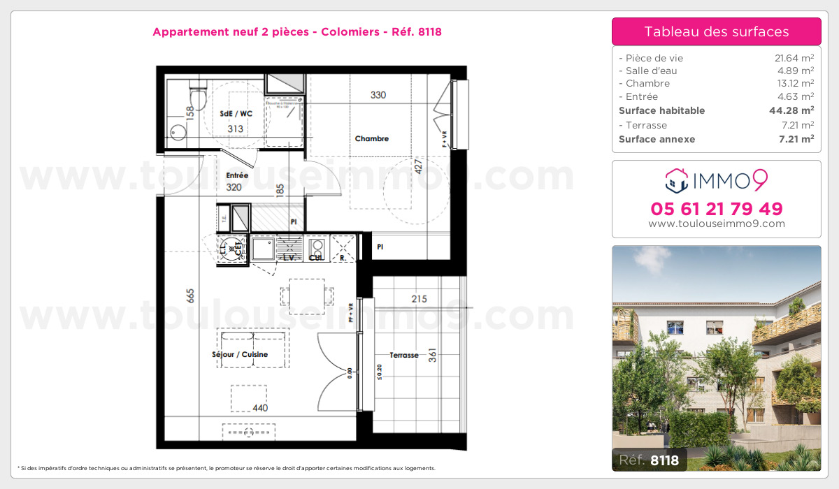 Plan et surfaces, Programme neuf Colomiers Référence n° 8118