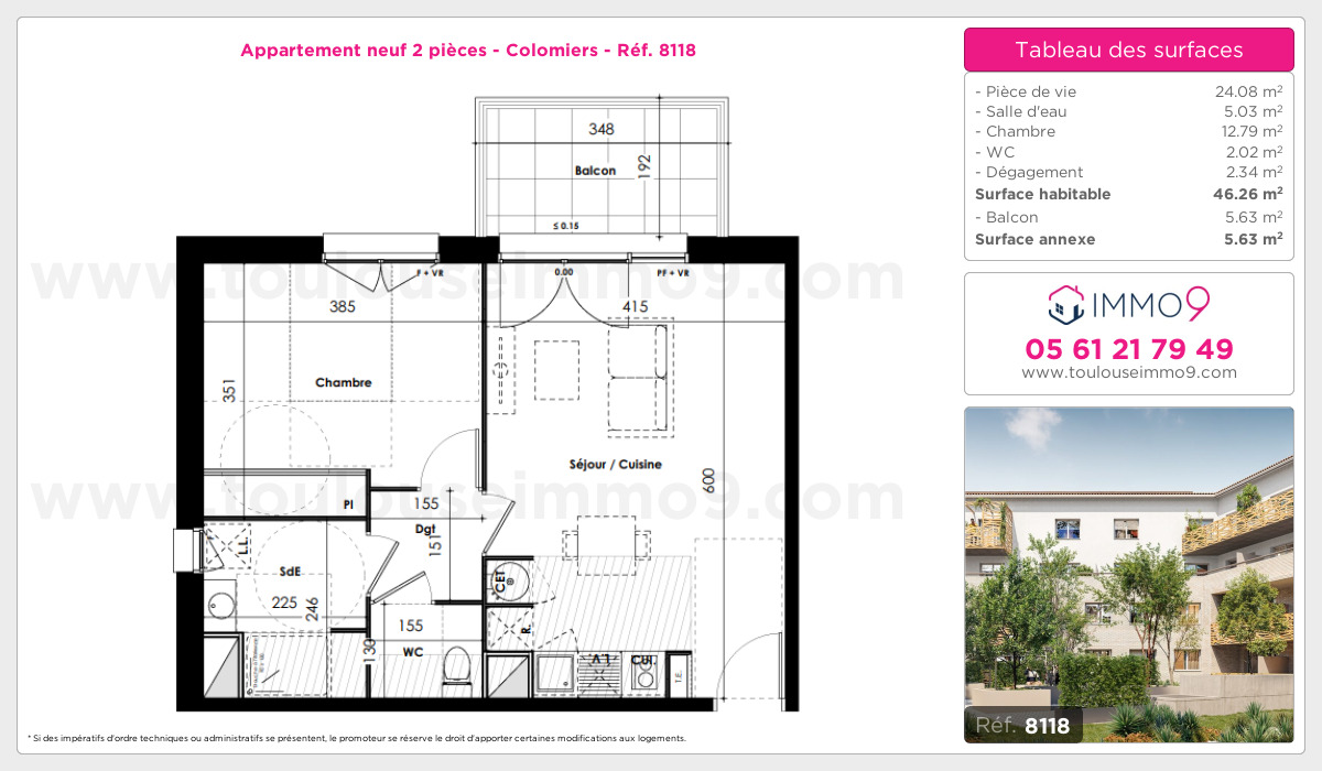 Plan et surfaces, Programme neuf Colomiers Référence n° 8118
