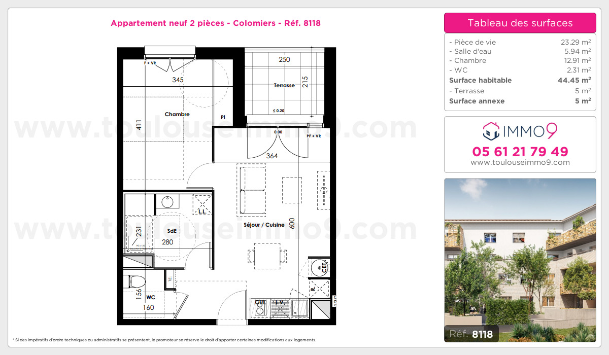 Plan et surfaces, Programme neuf Colomiers Référence n° 8118