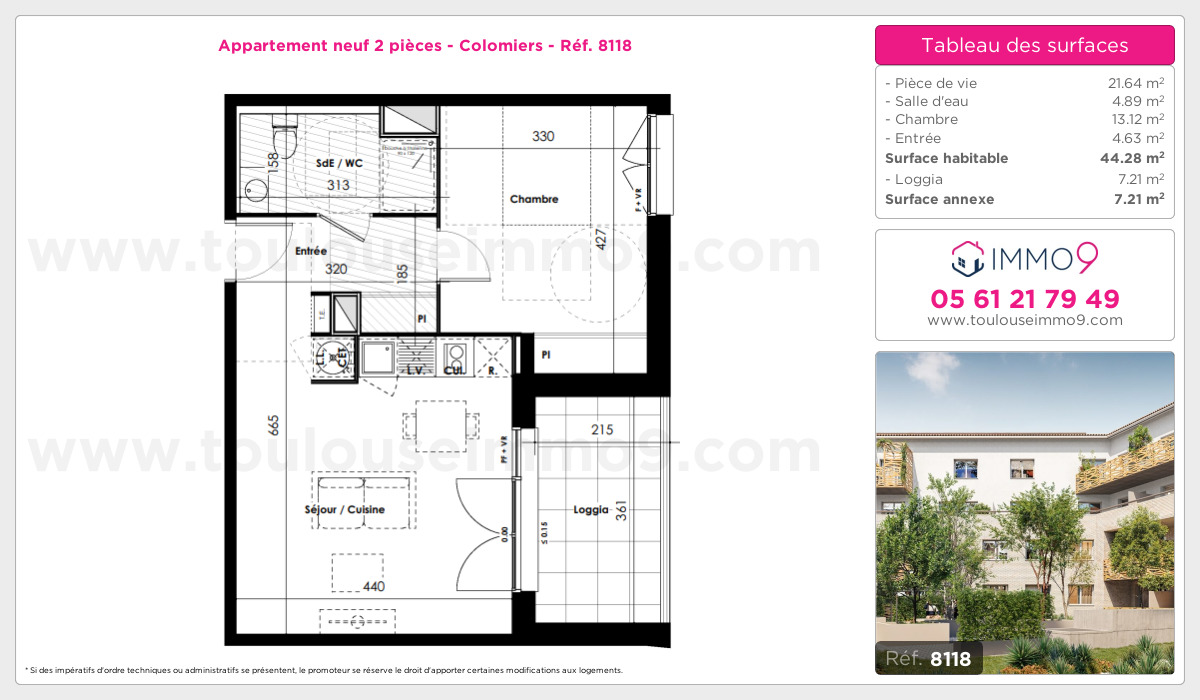 Plan et surfaces, Programme neuf Colomiers Référence n° 8118