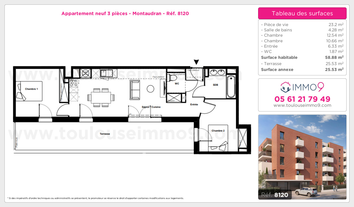 Plan et surfaces, Programme neuf Toulouse : Montaudran Référence n° 8120