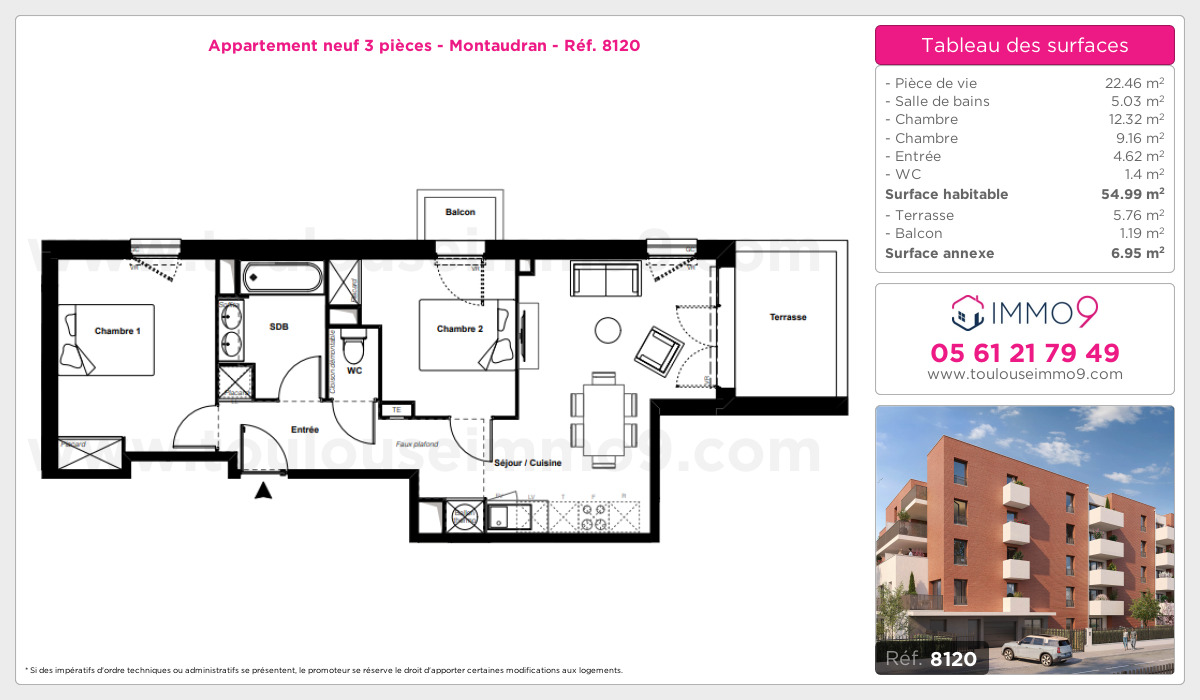 Plan et surfaces, Programme neuf Toulouse : Montaudran Référence n° 8120