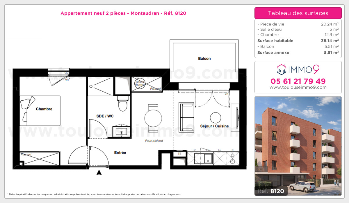 Plan et surfaces, Programme neuf Toulouse : Montaudran Référence n° 8120
