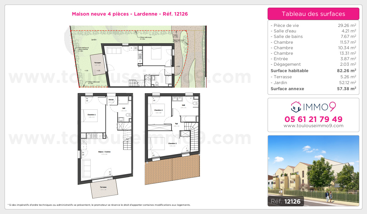 Plan et surfaces, Programme neuf Toulouse : Lardenne Référence n° 12126