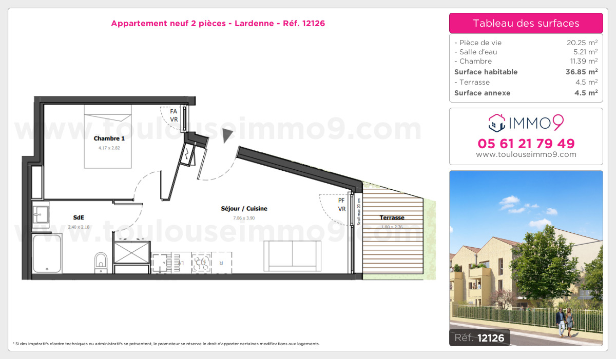 Plan et surfaces, Programme neuf Toulouse : Lardenne Référence n° 12126