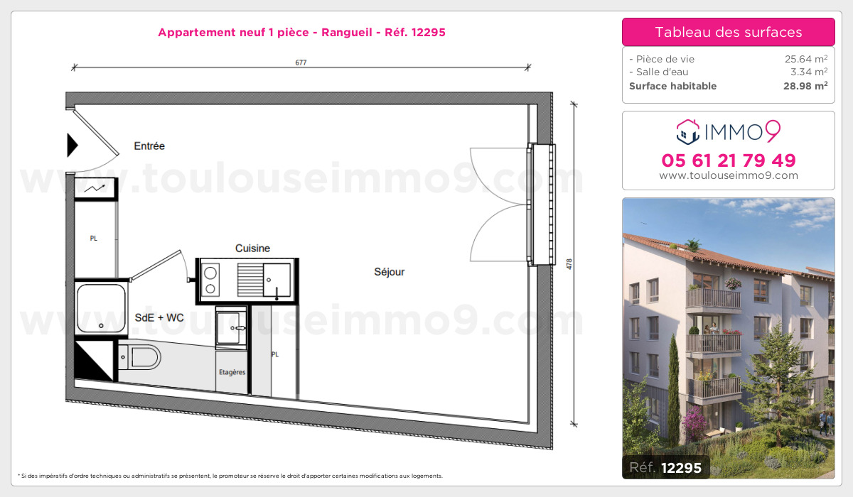 Plan et surfaces, Programme neuf Toulouse : Rangueil Référence n° 12295
