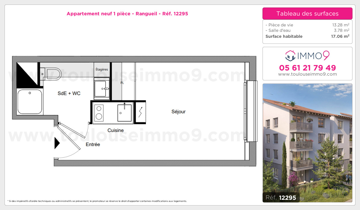 Plan et surfaces, Programme neuf Toulouse : Rangueil Référence n° 12295