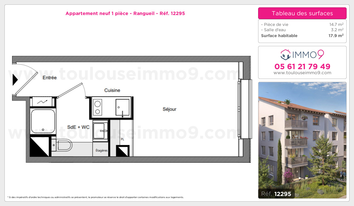 Plan et surfaces, Programme neuf Toulouse : Rangueil Référence n° 12295