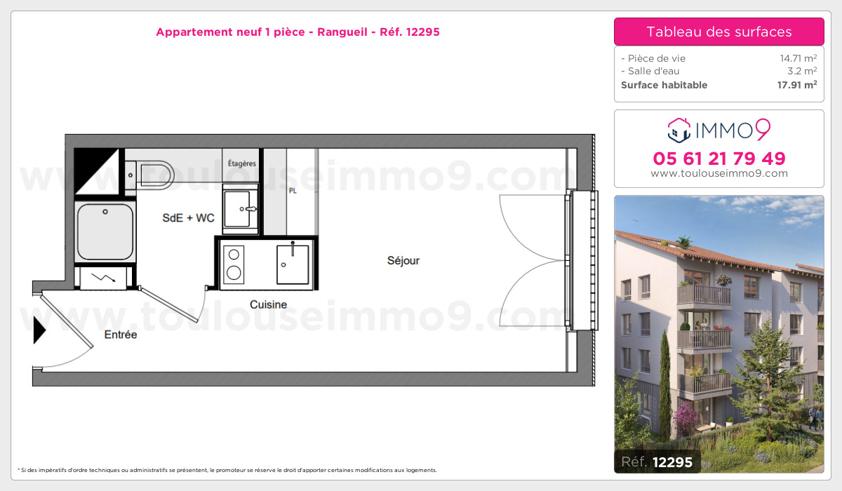 Plan et surfaces, Programme neuf Toulouse : Rangueil Référence n° 12295