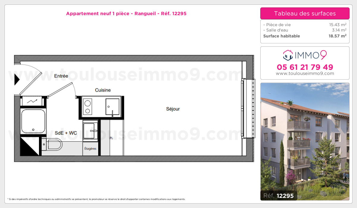 Plan et surfaces, Programme neuf Toulouse : Rangueil Référence n° 12295