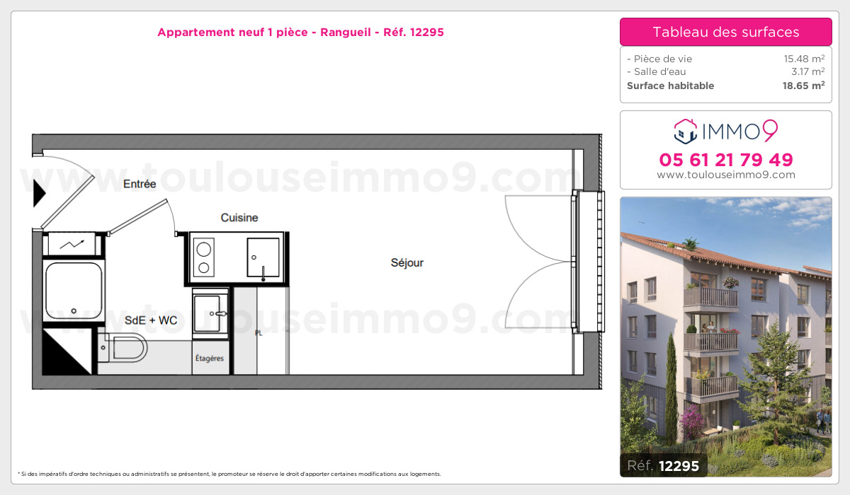Plan et surfaces, Programme neuf Toulouse : Rangueil Référence n° 12295