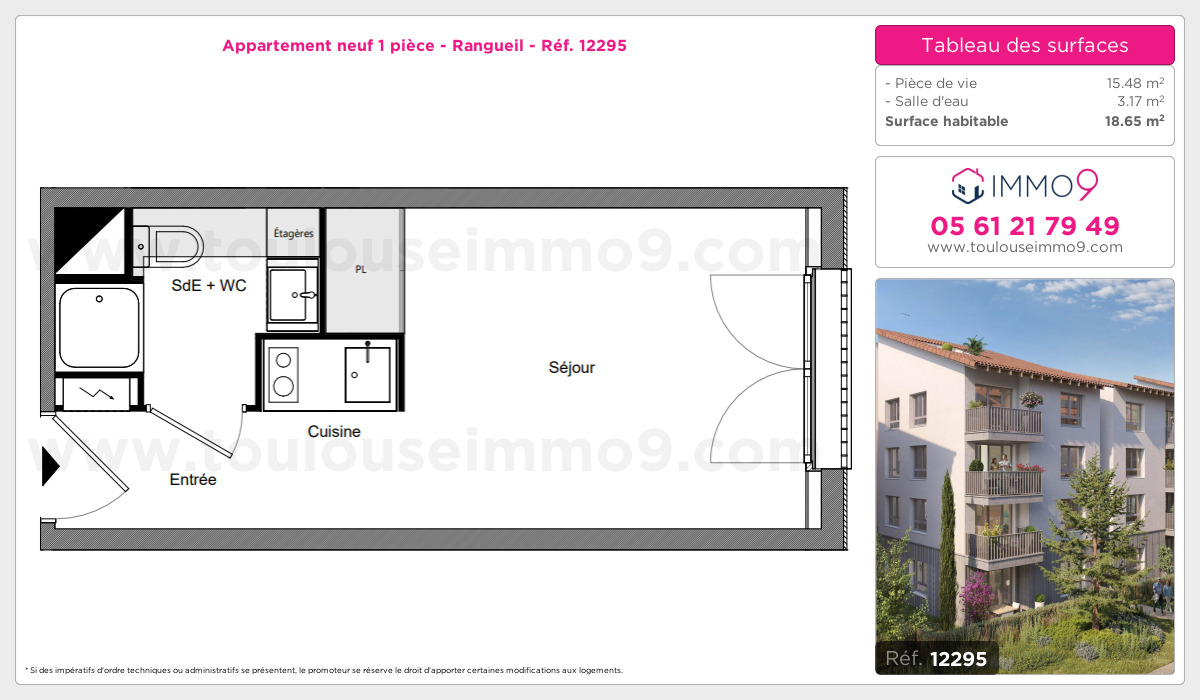 Plan et surfaces, Programme neuf Toulouse : Rangueil Référence n° 12295