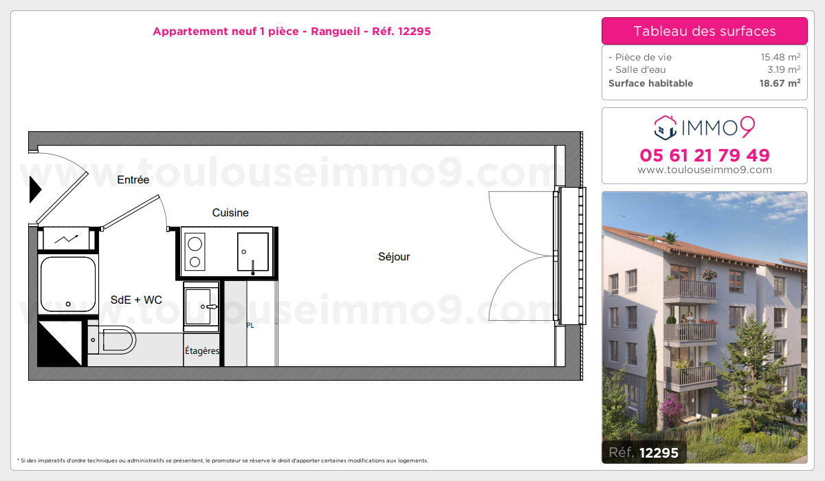 Plan et surfaces, Programme neuf Toulouse : Rangueil Référence n° 12295