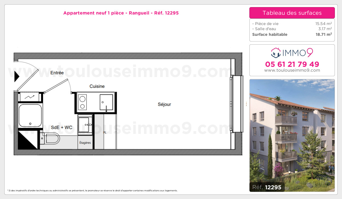 Plan et surfaces, Programme neuf Toulouse : Rangueil Référence n° 12295