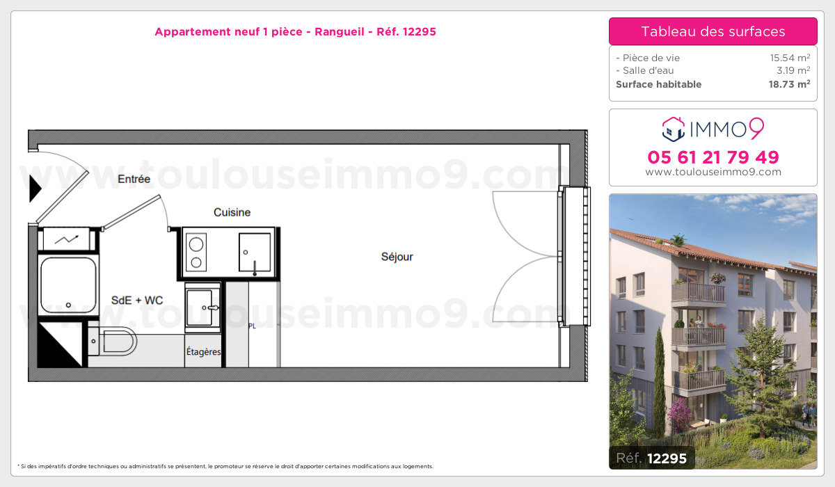 Plan et surfaces, Programme neuf Toulouse : Rangueil Référence n° 12295