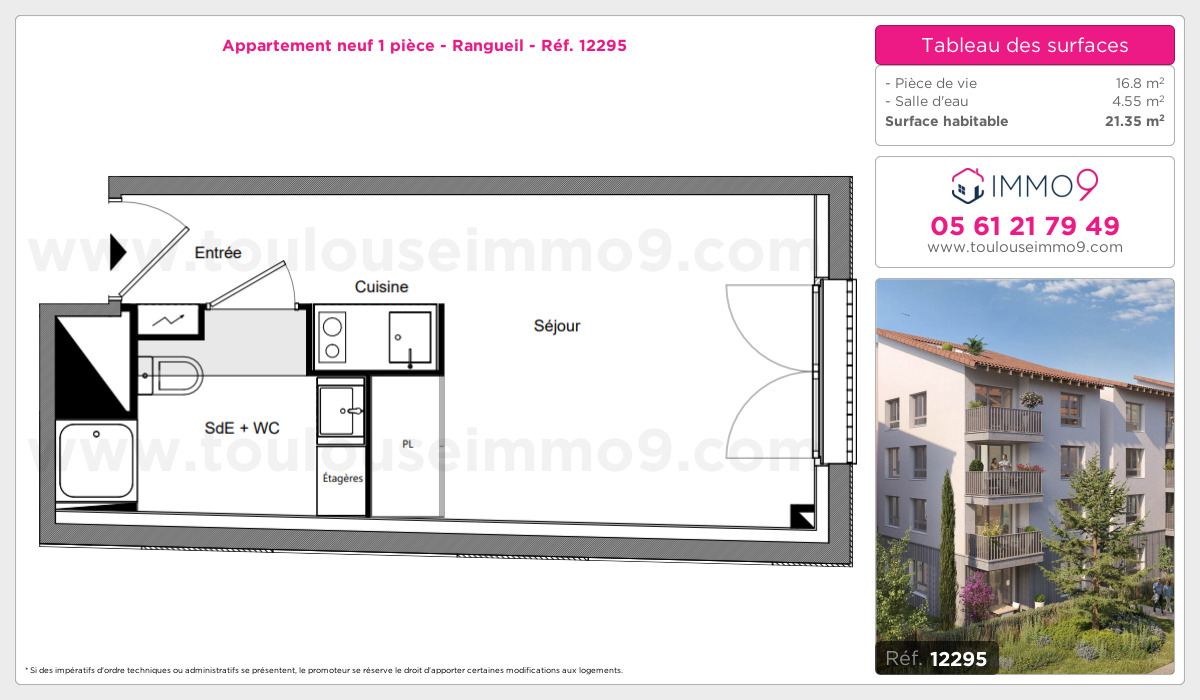 Plan et surfaces, Programme neuf Toulouse : Rangueil Référence n° 12295