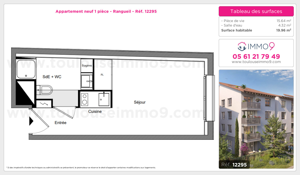 Plan et surfaces, Programme neuf Toulouse : Rangueil Référence n° 12295