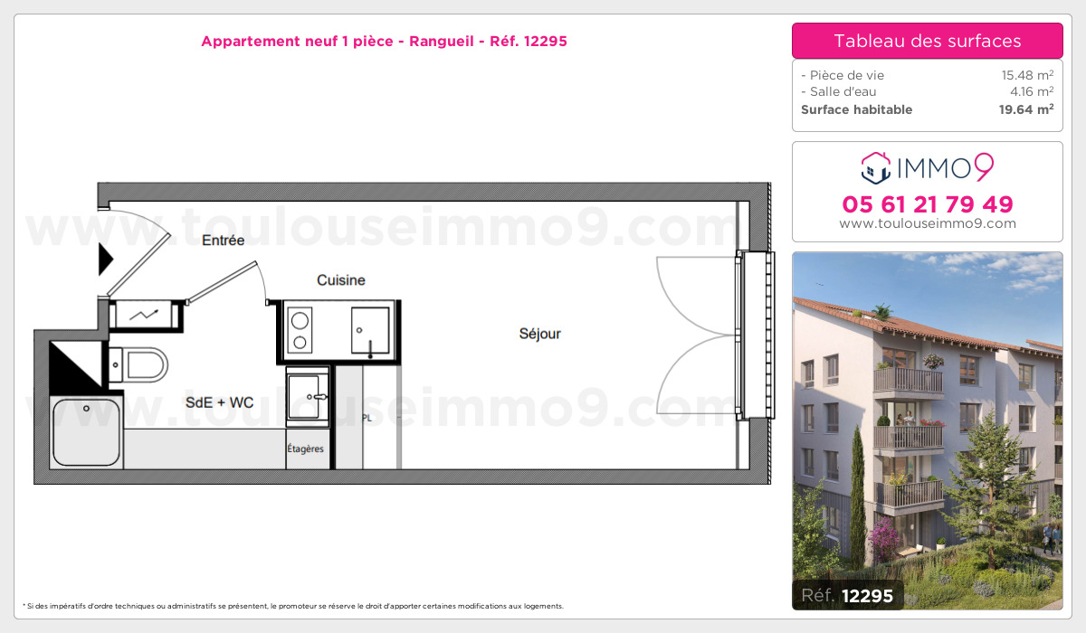 Plan et surfaces, Programme neuf Toulouse : Rangueil Référence n° 12295