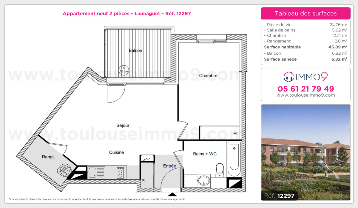 Plan et surfaces, Programme neuf Launaguet Référence n° 12297