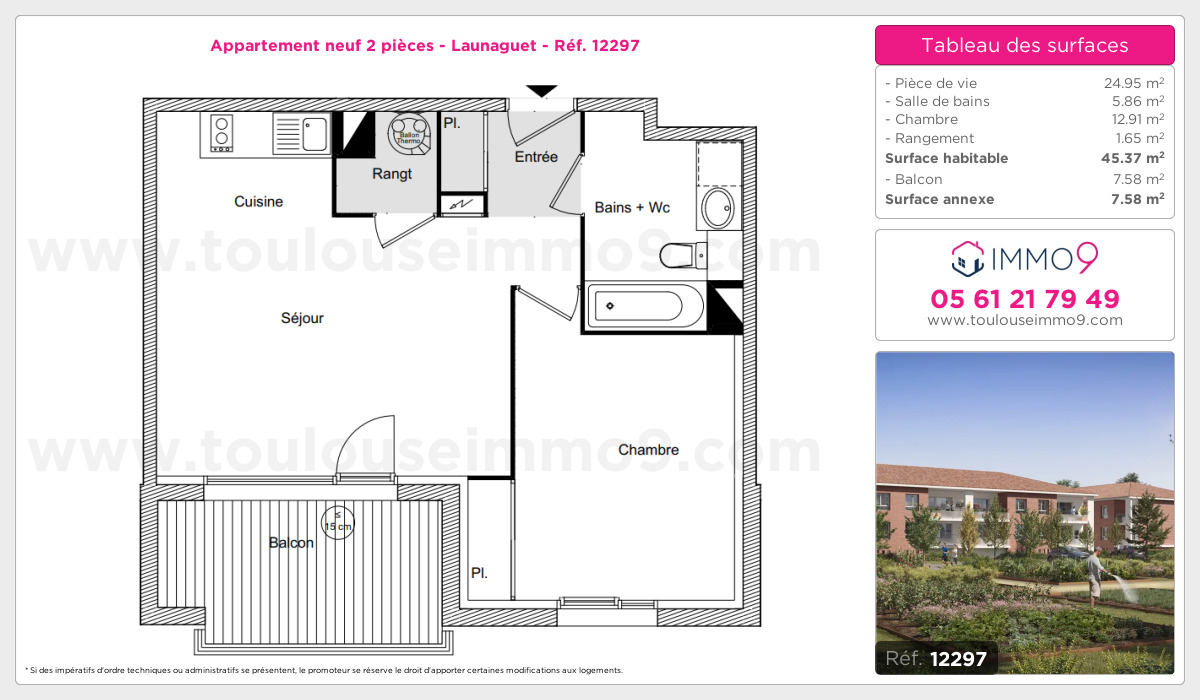 Plan et surfaces, Programme neuf Launaguet Référence n° 12297