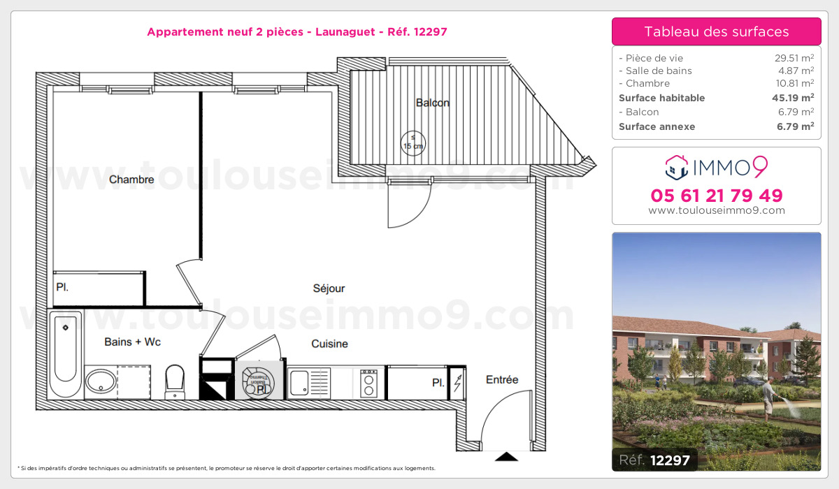 Plan et surfaces, Programme neuf Launaguet Référence n° 12297