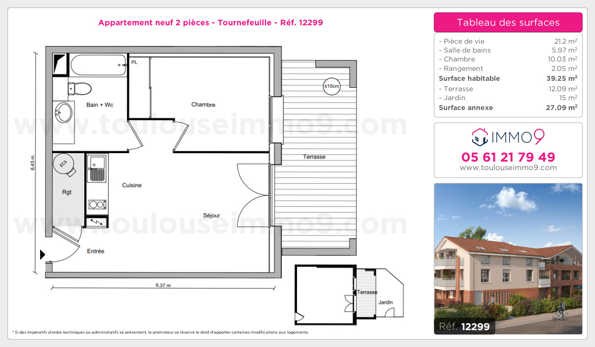 Plan et surfaces, Programme neuf Tournefeuille Référence n° 12299