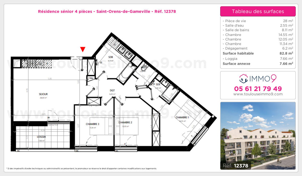 Plan et surfaces, Programme neuf Saint-Orens-de-Gameville Référence n° 12378