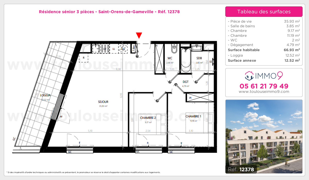 Plan et surfaces, Programme neuf Saint-Orens-de-Gameville Référence n° 12378