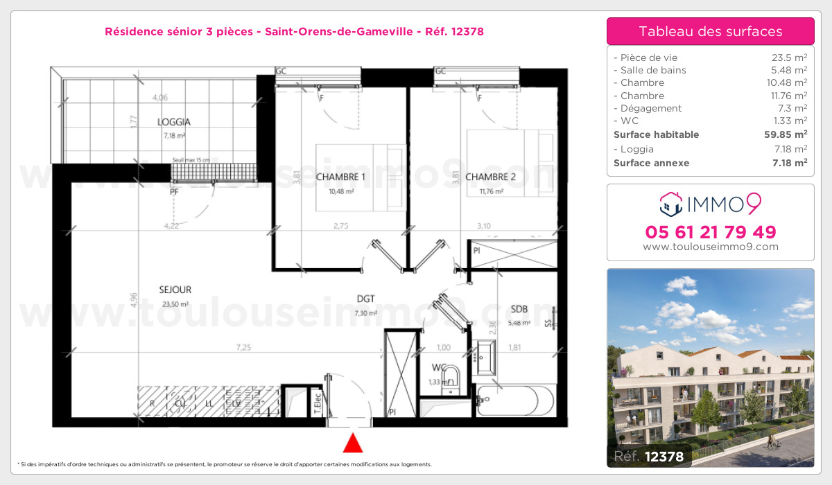 Plan et surfaces, Programme neuf Saint-Orens-de-Gameville Référence n° 12378