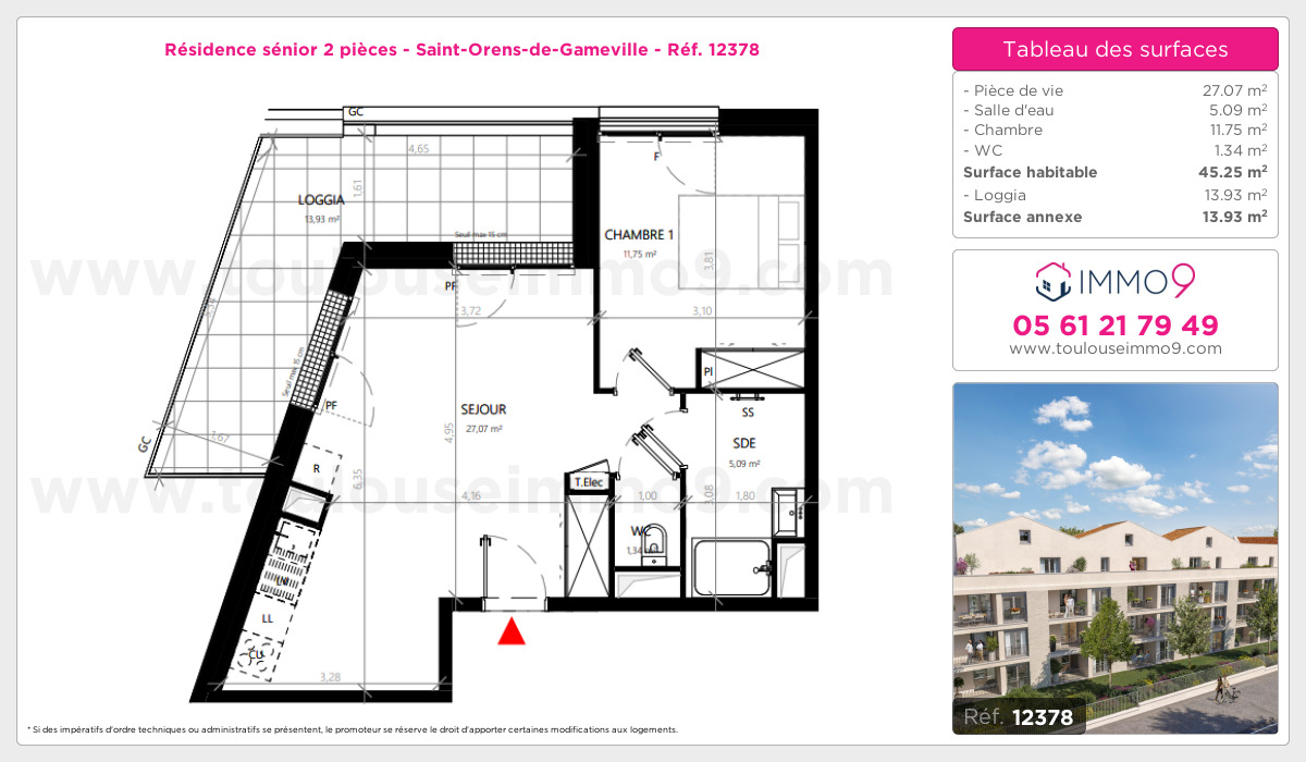 Plan et surfaces, Programme neuf Saint-Orens-de-Gameville Référence n° 12378