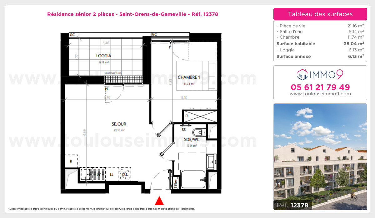 Plan et surfaces, Programme neuf Saint-Orens-de-Gameville Référence n° 12378