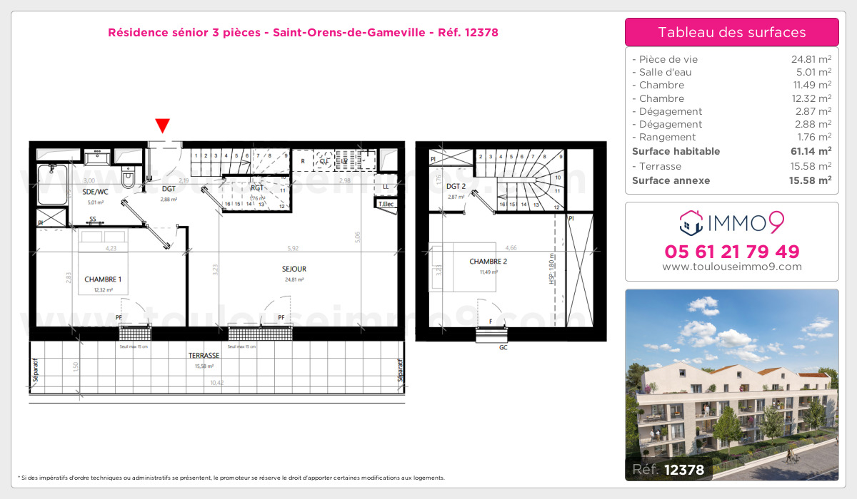 Plan et surfaces, Programme neuf Saint-Orens-de-Gameville Référence n° 12378