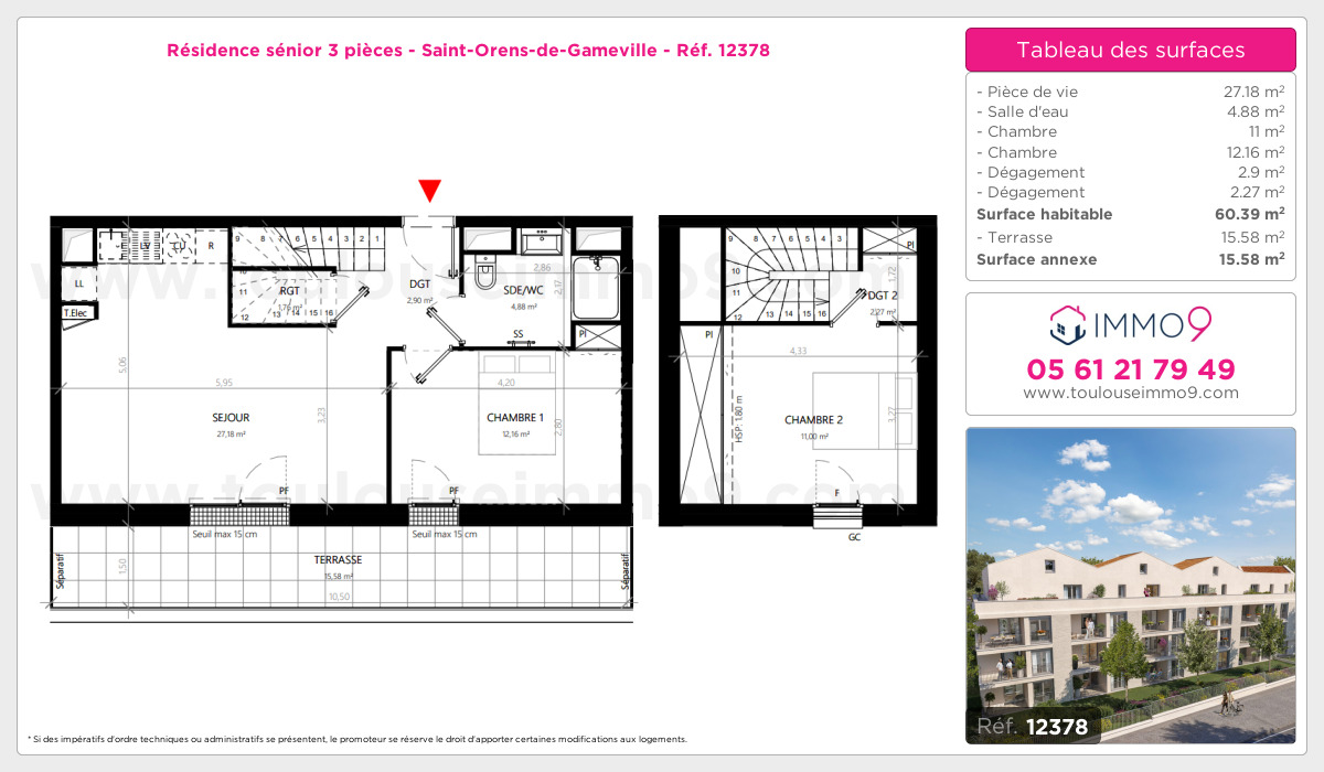 Plan et surfaces, Programme neuf Saint-Orens-de-Gameville Référence n° 12378