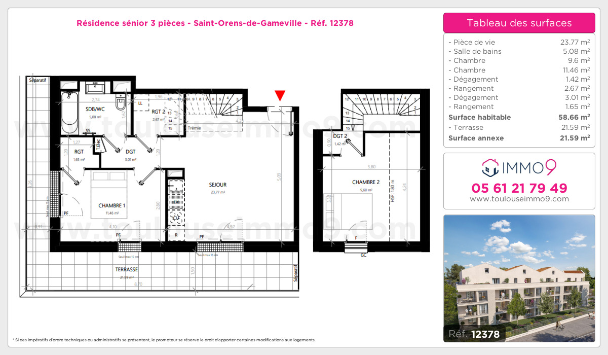 Plan et surfaces, Programme neuf Saint-Orens-de-Gameville Référence n° 12378
