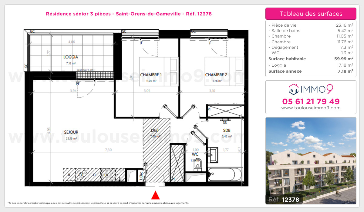 Plan et surfaces, Programme neuf Saint-Orens-de-Gameville Référence n° 12378