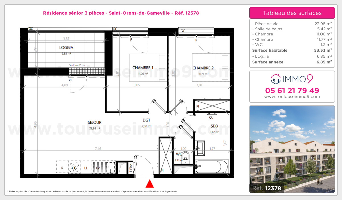 Plan et surfaces, Programme neuf Saint-Orens-de-Gameville Référence n° 12378