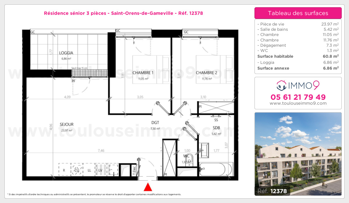 Plan et surfaces, Programme neuf Saint-Orens-de-Gameville Référence n° 12378