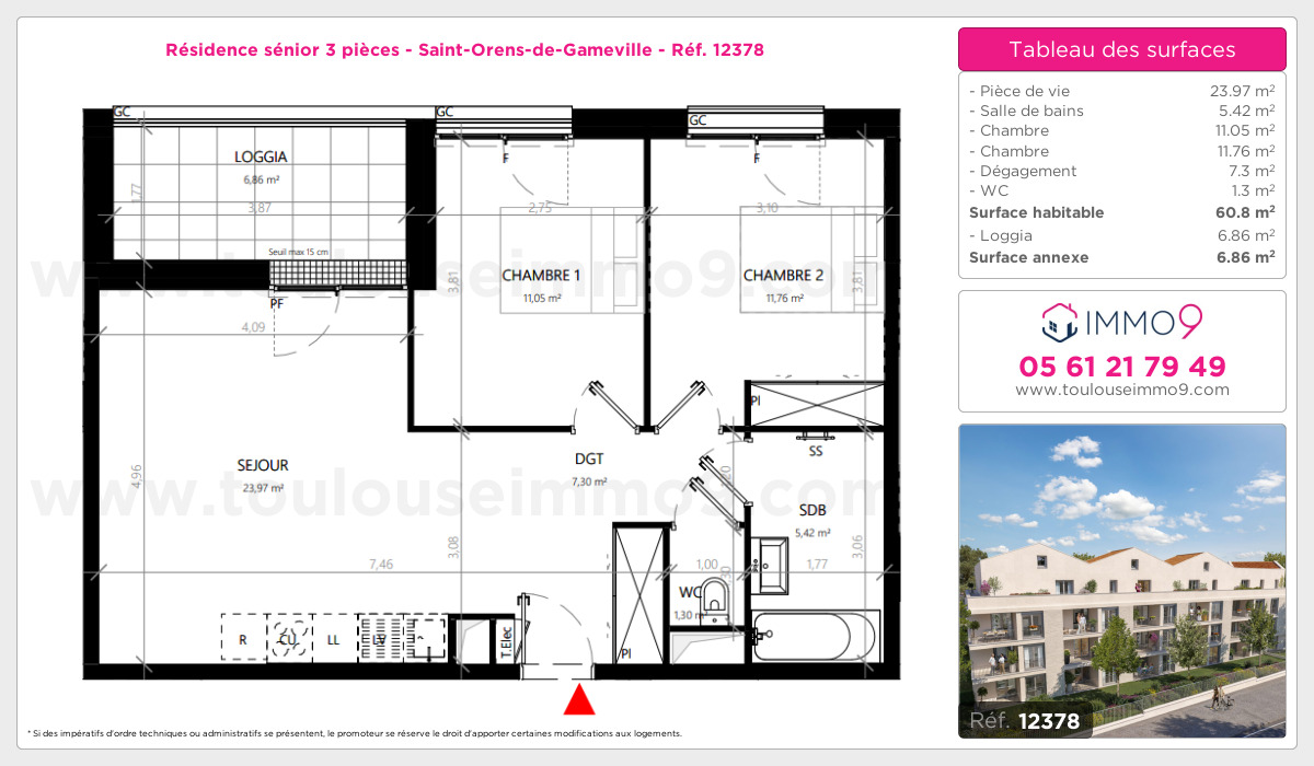 Plan et surfaces, Programme neuf Saint-Orens-de-Gameville Référence n° 12378